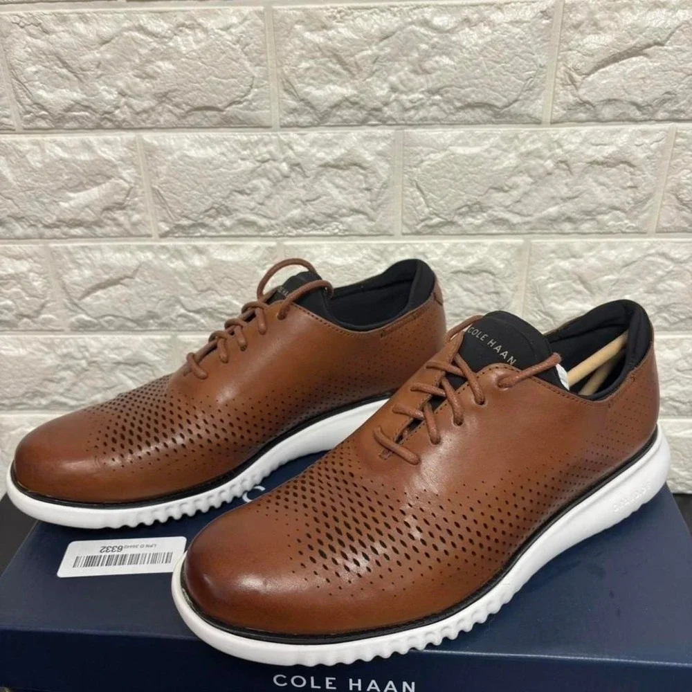 Cole Haan Mens 2 Zerogrand LSR Wing British Tan/Black/Ivory 7.5